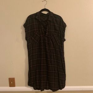 Plaid Lace Up Dress